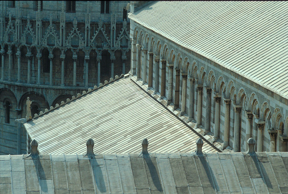Cathedral and Baptistry viewed from the Leaning Tower - Pisa, Italy ●