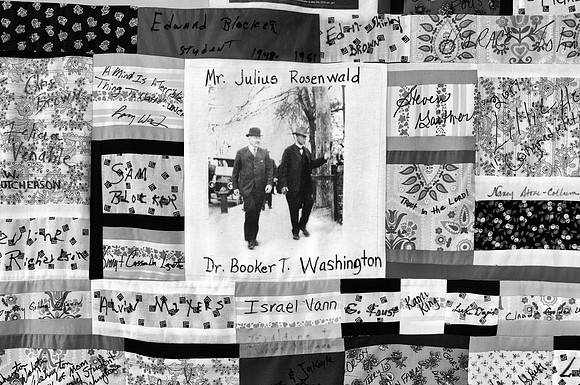 Julius Rosenwald and Booker T. Washington – Quilt Celebrating Restoration of the Pine Grove School